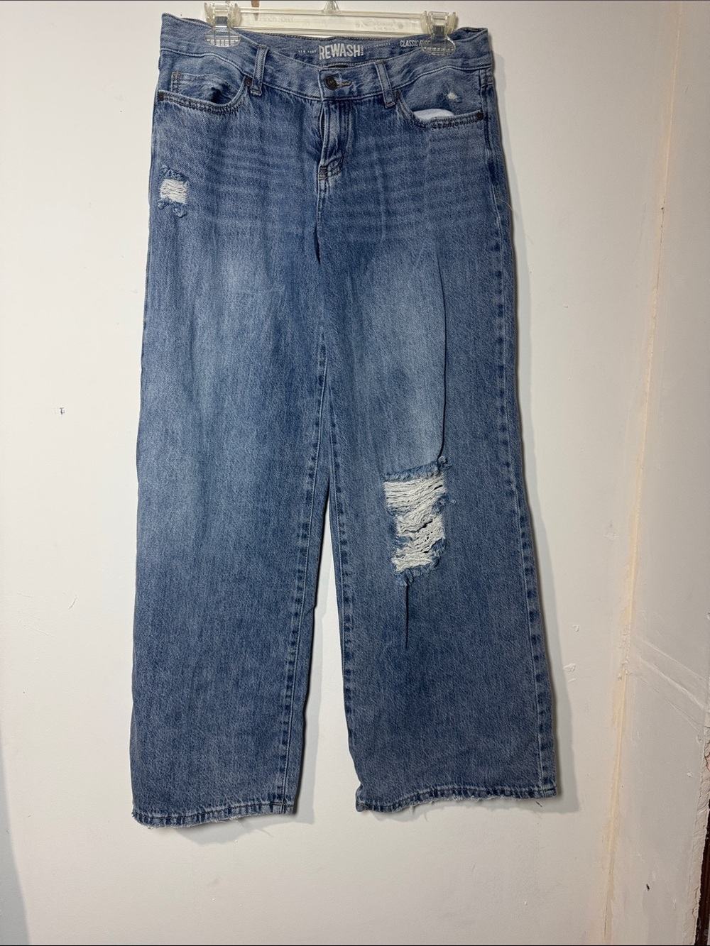 Rewash Women’s Distressed Blue Straight-Leg Jeans size 7